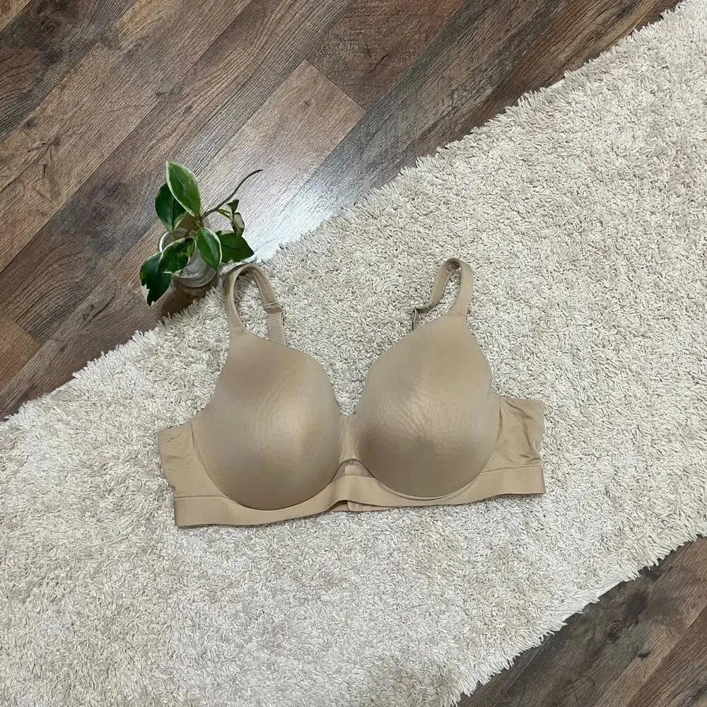 Cacique Lane Bryant 44C Beige Mesh Lightly Lined Full Coverage Underwire Bra